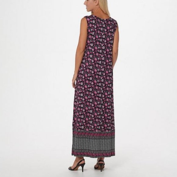 Joan Rivers Mixed Print V-Neck Maxi Dress 3364 - Picture 2 of 2